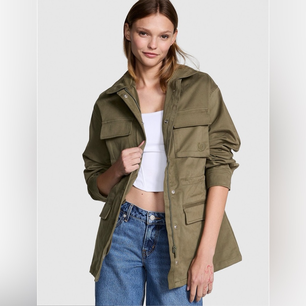 VS PINK OLIVE GREEN CARGO UTILITY JACKET